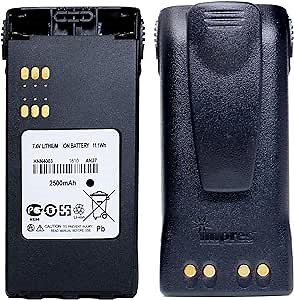 HNN9008A HNN9008 HNN9009 HNN9009A HNN9013A 7.2V 1800mAh NI-MH Two-Way Radio Battery Replacement for Motorola HT750 HT1225 HT1250 GP320 GP328 GP338 GP328 PR860 with Belt Clip