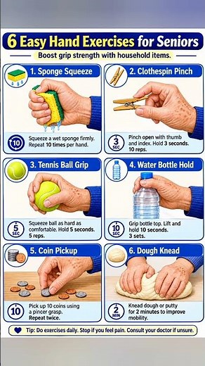 6 Easy Hand Exercises for Seniors#HandExercises #SeniorFitness #GripStrength #Physiotherapy#Handmobi