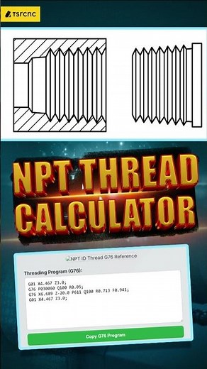 🚀 Fast & Easy! AI NPT Thread Calculator | TSR CNC Calculator Explained #cncintamil #shorts