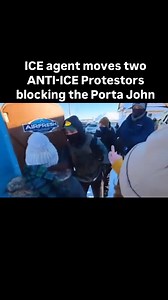 12K views · 4.8K reactions |  'I need to take a sh*t' ICE agent moves two ANTI-ICE Protestors blocking the Porta John | TrumpMania | Facebook