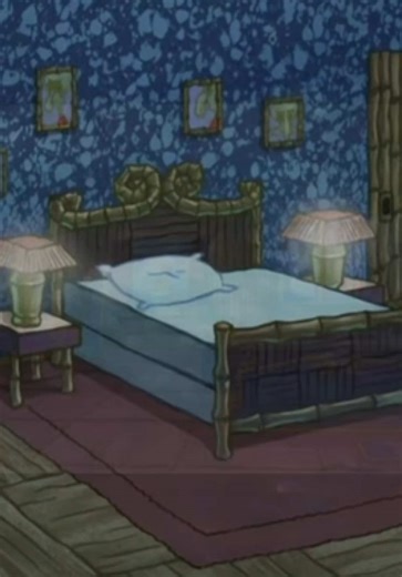 Inside Squidwards house 💙 He is an artist with colorful decor, eccentric art, and beautifully crafted furniture. #squidward #squidwardtentacles #spongebob #soongebobsquarepants #krustykrab