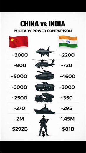 China vs India Military Power 🔥 Who’s Stronger in 2026? #china #india #military #defense #shorts