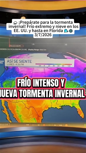 ⚠️ Tormenta invernal y frío intenso estaría afectando el centor y norte de Estados Unidos esta misma semana. REGRESA el frío intenso con una masa de Aire Ártico a los Estados Unidos afectando fundamentalmente ciudades del norte de la nación. Frío intenso en New York, Boston y Chicago esta semana y también tormenta invernal con hielo y nieve Calor en Florida en pleno invierno así será las dos primeras semanas de febrero. evento de frio intenso para muchos en el norte ya asoma en el horizonte, par
