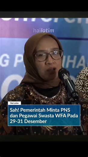 Akun Warganet Lombok Timur No.1 on Instagram: "Pemerintah mengimbau instansi pemerintah dan perusahaan swasta menerapkan sistem kerja dari mana saja atau work from anywhere (WFA) pada 29–31 Desember 2025. Kebijakan ini bertujuan mendukung kelancaran mobilitas masyarakat sekaligus mendorong konsumsi selama libur Natal dan Tahun Baru (Nataru) 2026. Usulan WFA tersebut disampaikan Menteri Koordinator Bidang Perekonomian Airlangga Hartarto dalam Sidang Kabinet bersama Presiden Prabowo Subianto. Airl