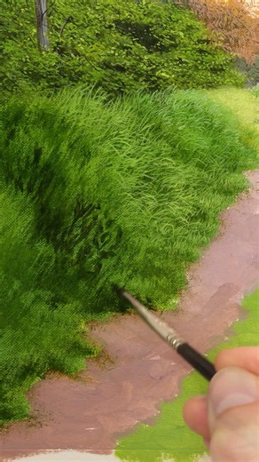 Painting realistic grass in oils