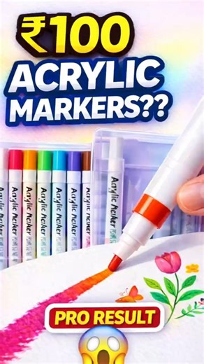 ₹100 Acrylic Markers 😱 | 12 Color Acrylic Marker Set Review | #ytshorts #students #art