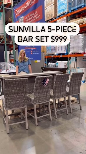 We are in love with this bar set at Costco! #costco #costcofinds #bar #patio #patiofurniture | Costco Twins