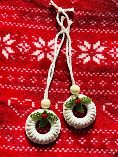 Set of 2 Mini Macrame Christmas Wreaths - Boho Tree Ornaments - Handmade Christmas Decorations - Macrame Hangings - Etsy