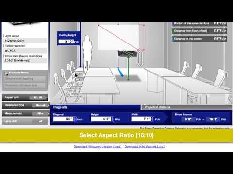 Epson Throw Distance Calculator for Standard Projectors