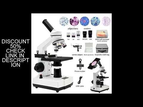 40x-1000x Optical Microscope Microscopy with ABBE Spotlight 360° Rotatable Lens, School Laboratory E