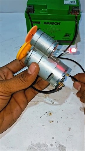 DIY Mini Generator Using DC Motor ⚡ Battery Power Experiment | LED Lighting Project #shorts