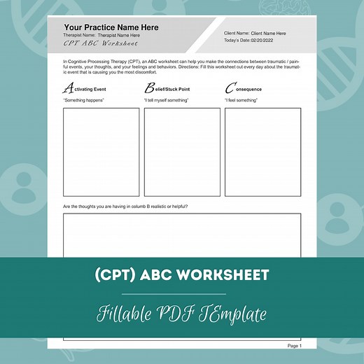 Cognitive Processing Therapy (CPT) ABC Worksheet | Editable / Fillable PDF | for Counselors, Psychologists, Social Workers, Therapists - Etsy