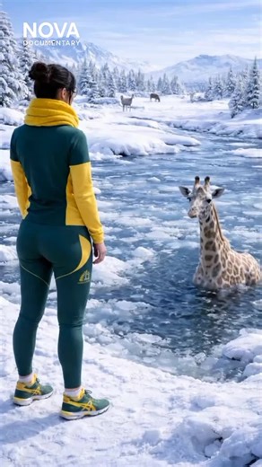 Viral Animal Rescue – Brave Girl Saves Giraffe Stuck in Icy Cold Water 🦒💚 #animalrescue #wildlife #wildanimals #viralvideo #tiktokviral