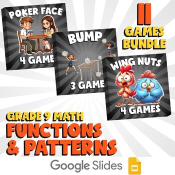 11 No Prep Math Games Bundle B - Functions & Patterns - Grade 9 Review Activity