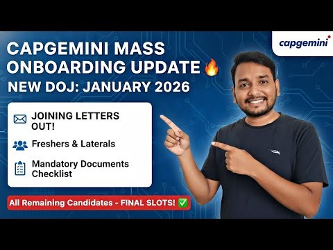 Capgemini BIG Onboarding Update! 🔥 January 2026 DOJ Mails Started | Mass Joining News
