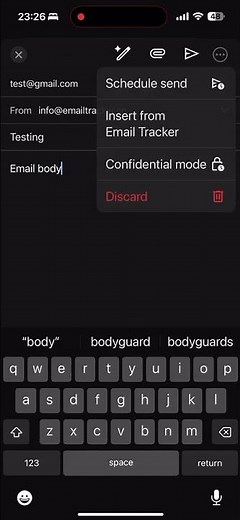Sending a tracked email on Gmail App for iOS/Android with Email Tracker