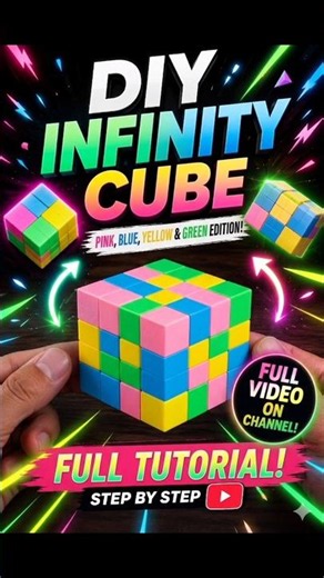 DIY 4-Color Infinity Cube Tutorial! 🧩 (Pink, Blue, Yellow & Green)