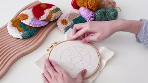 Temlum Punch Needle Coasters Kit, Punch Needle Embroidery Kits for Adults and Beginners - Including Patterns, Tools, Yarns, Hoop, Instruction, Coaster Holder Art Craft Supplies - Landscape