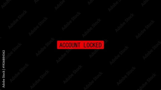 Red color warning with exclamation mark and account locked icon concept representing security issue.Modern alert icon restricted access,log in problems,and digital safety on black background.