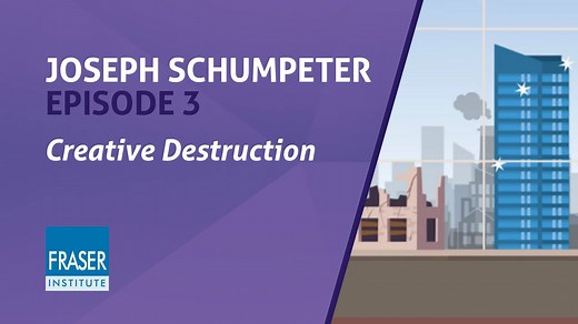 The economist Joseph Schumpeter is best known for popularizing the term “creative destruction” to describe the entrepreneurial process where new innovations arise and cause the old way of doing things to disappear. Watch this video to learn more. | The Fraser Institute