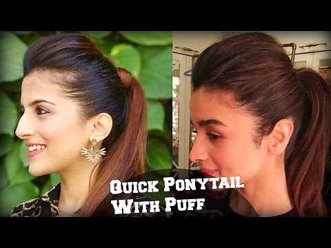 1 Min Perfect Puff With A Quick High Ponytail Hairstyle For College, Work, Party / Alia Bhatt