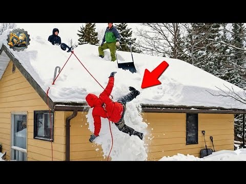 Idiot Snow Removal: Massive Roof Avalanche | Extreme Dangerous Plow Truck Fails #1