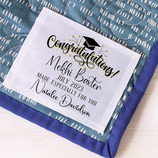 Graduation Quilt Label Available on Cotton or Polyester With Sew-on Backing Personalized for the Graduate and Maker - Etsy