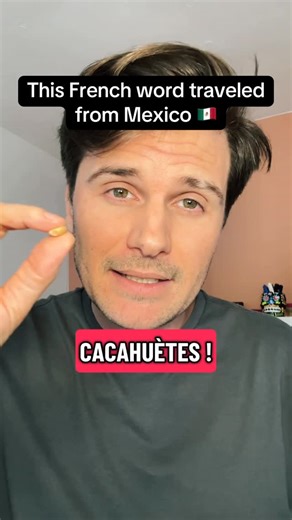 Learn French with Timo on Instagram: "Cacahuète 🥜 I love peanuts. But where does the word come from? 👉 From Nahuatl, the language of the Aztecs. Originally: tlālcacahuatl, which literally means “cocoa of the earth” (tlalli = earth, cacahuatl = cocoa). The word then passed through Spanish (cacahuate), before arriving in French. ✨ A small linguistic journey from Mexico… to French apéritifs 🇲🇽🇫🇷 If you’re serious about French, you’ll like my blog 👉 www.learnfrenchwithtimo.com #learnfrench #f