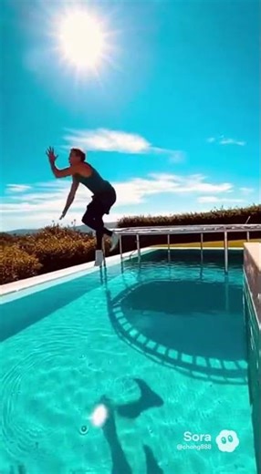 Epic Trampoline Pool Jump! ☀️ #trampoline #pooljump #epicjump #summer #poolside #splash #diving #stu