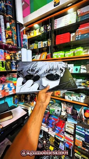 laptop pe anime embossed skin apply karke customer ko shock kar diya 💥 #laptopwrap #viral #trending