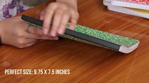 CLEENTABLE Composition Notebook 48 Pack, Wide Ruled Paper, Marble Cover Notebooks for School, 9.75 x 7.5 Inches, 100 Sheets (200 Pages), Sewn Binding Comp Books, Black