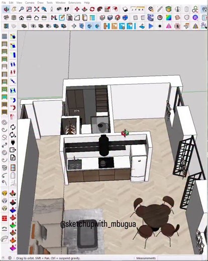 @sketchupwith_mbugua on Instagram: "How to model a kitchen in Sketchup pro. #interiordesign #sketchuptutorials #enscapeforsketchup #autocaddrawing #architecture #kitchendesignideas"