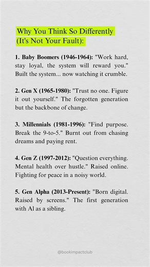 Every generation thinks differently… and now you know why.This explains SO much about people today 👀