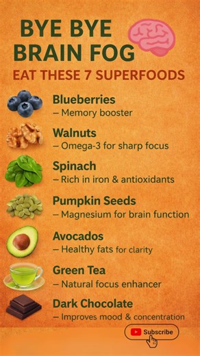Bye Bye Brain Fog! 🧠✨ Eat These 7 Brain Boosting Superfoods