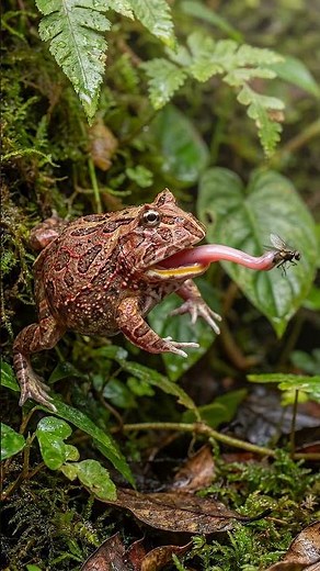 Ember Vein Pacman Frog in Extreme Macro | Tongue Strike & Acid Spray (ASMR Nature Sounds)