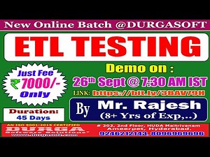 ETL TESTING Online Training @ DURGASOFT