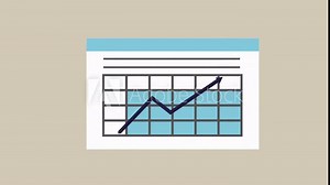 Statistic growing with arrow from blank whiteboard, hd animation