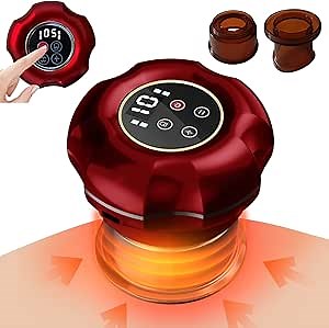 Electric Cupping Massager, Smart Vacuum Cupping Therapy Set, Rechargeable Guasha Cupping Machine with Red Light Therapy, Scraping Massager Tool for Back Legs Arms Abdomen, 12 Level Suction