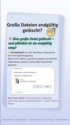 Große, endgültig gelöschte Dateien wiederherstellen – so holst du sie zurück 💾#gross #data #delete