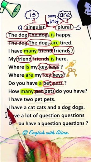 🔸️#SINGULAR or🔹️🔸️ #PLURAL #englishwithalina #english #ESL #learnenglish #Learn #learning #teacher
