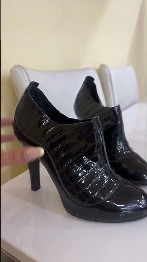 Chanel Black Patent Leather New York Ribbed Ankle Booties | Luxury Designer Shoe Review #shorts