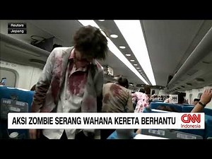 Aksi Zombie Serang Wahana Kereta Berhantu