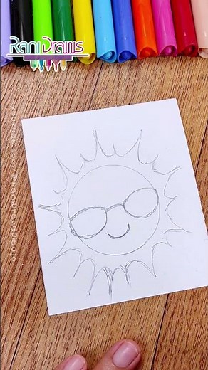 Cómo dibujar un sol con lentes en segundos - Paso a paso 😎 #shorts #viral #dibujo #drawing