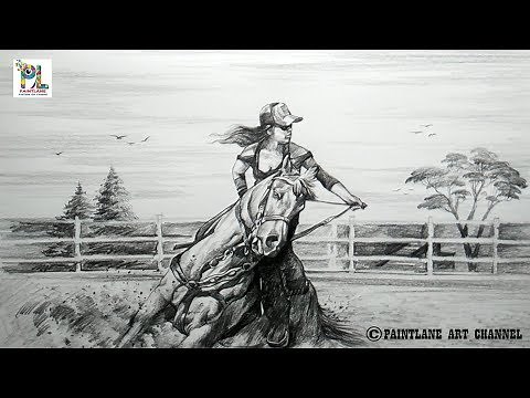 Learn to Sketch and Shade A Girl with Start Horse Riding | Easy Pencil Art