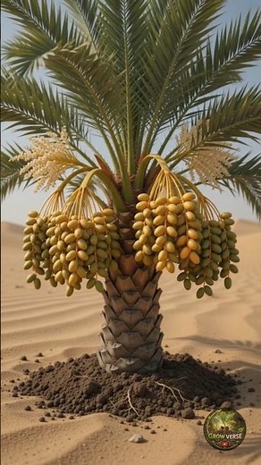 Date Fruit Life Cycle in 10 Seconds 🌴 Nature Timelapse #plantgrowth #aivideo #date #nature #desert