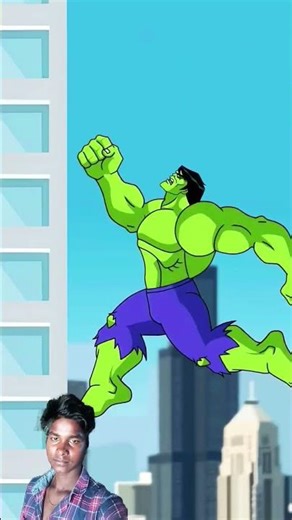 Rad Hulk thows Hulk off the building Angry Hulk Transformation. Animation