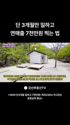 1829 단3개월 일하고 7천만원! 계곡230m 끼고있는 포항상옥 펜션 #부동산