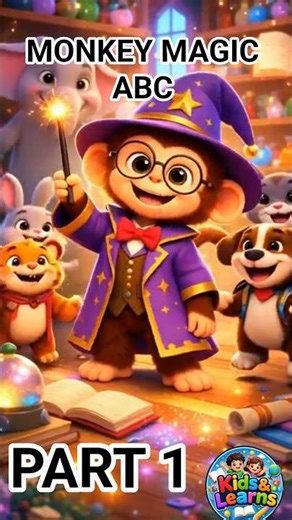 👉 Magic Monkey ABC 🐵✨ | A B C Song 🍎⚽🐱 | Fun Kids Rhymes #shorts l Part 1