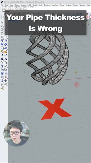 PJ Chen Jewelry Design on Instagram: "If your Pipe thickness looks inconsistent, this is why. In Rhino 3D, order matters. Twist the curve first, then apply Pipe — not the other way around. This one change keeps your thickness uniform and your geometry cleaner, especially for jewelry CAD and twisted forms. Save this for later ✨ Follow for more Rhino jewelry CAD tips. #rhino3d #jewelrycad #cadtips #3dmodeling #digitaljewelry #jewelrydesign #rhino3dtips"