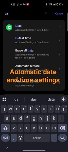 automatic date and time settings in second